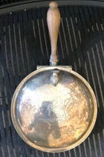 Silver Plate Antique Silent Butler Crumb / Ash Dish Round Wood Handle