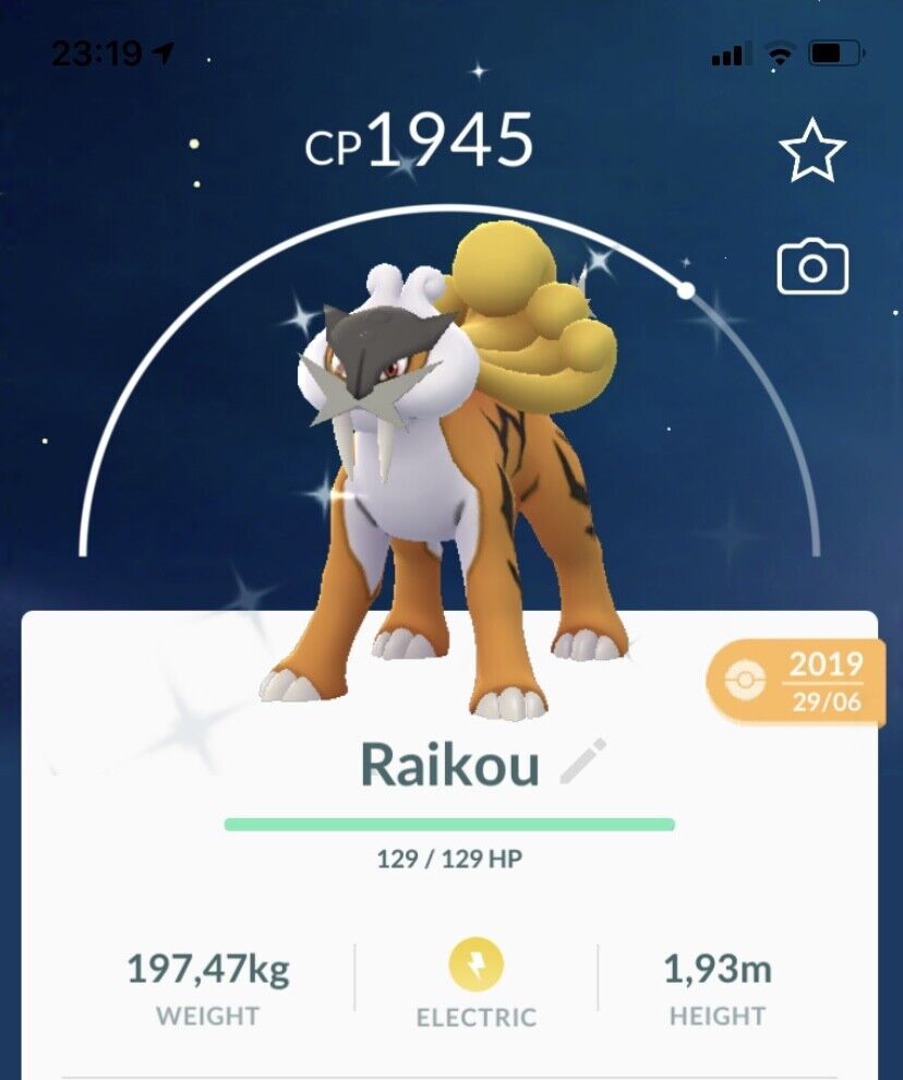 Shiny Raikou Pokemon Trade Go LV20 Registered / 30 Day Trading Stardust  Pokémon