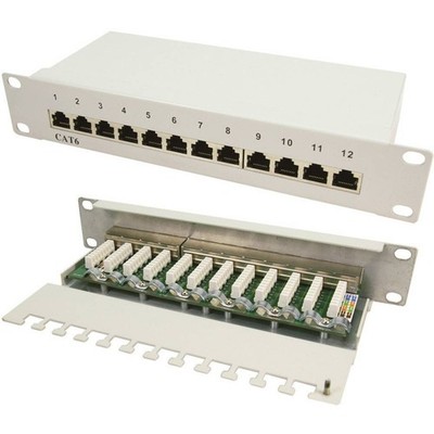 LogiLink NP0041 12 Port Netzwerk-Patchpanel 254 mm (10) CAT 6 1 HE Bestückt