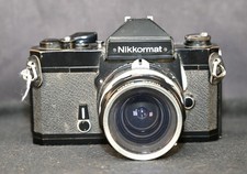 Nikon Nikkormat FTN Black Body SLR Camera w/ Nikkor-H 28mm f/3.5 Lens  Case