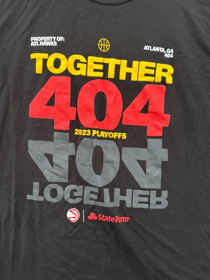 Atlanta Hawks 2023 Playoffs Shirt Size L Together 404 Black Tee State Farm Arena - Image 2 of 4