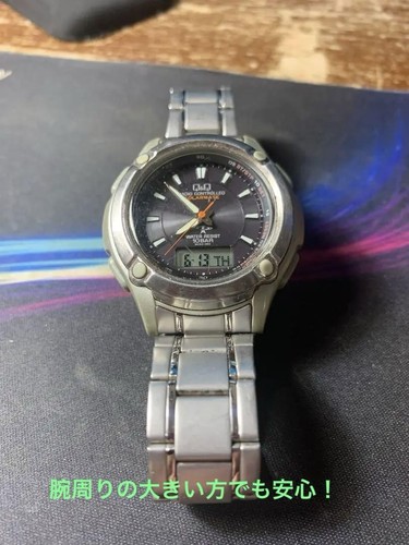 Citizen Q Radio Solar Watch Analog Waterproof Metal Band Used