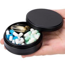 Pill Box 3 Compartment - Metal Travel Pill Case for Pocket or Purse, Portable...