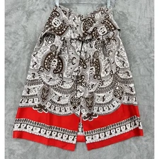 Vintage Talbots Skirt 10 Silk ABohemian Tie Career Classic Pleated Orange Office