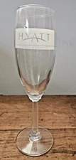 1990s Hyatt Hotels & Resorts Faceted Pedestal Stem Glass Champagne Flute