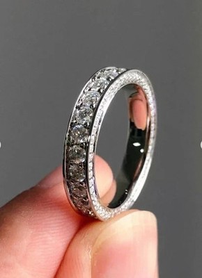 925 Silver 2Ct Radiant Cut Full Eternity Wedding Band Lab Created Diamond