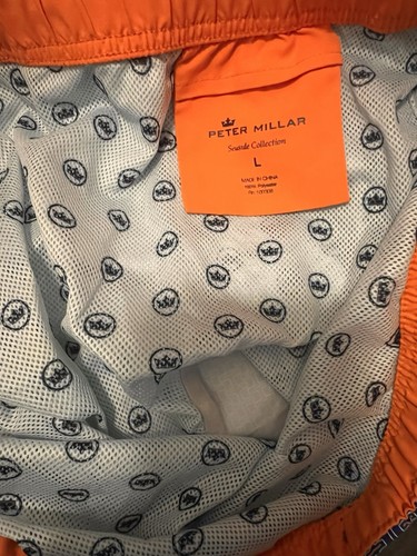 Costume da bagno PETER MILLAR pantaloncino uomo taglia large blu navy stampa reticolo bassa marea - Foto 3 di 4