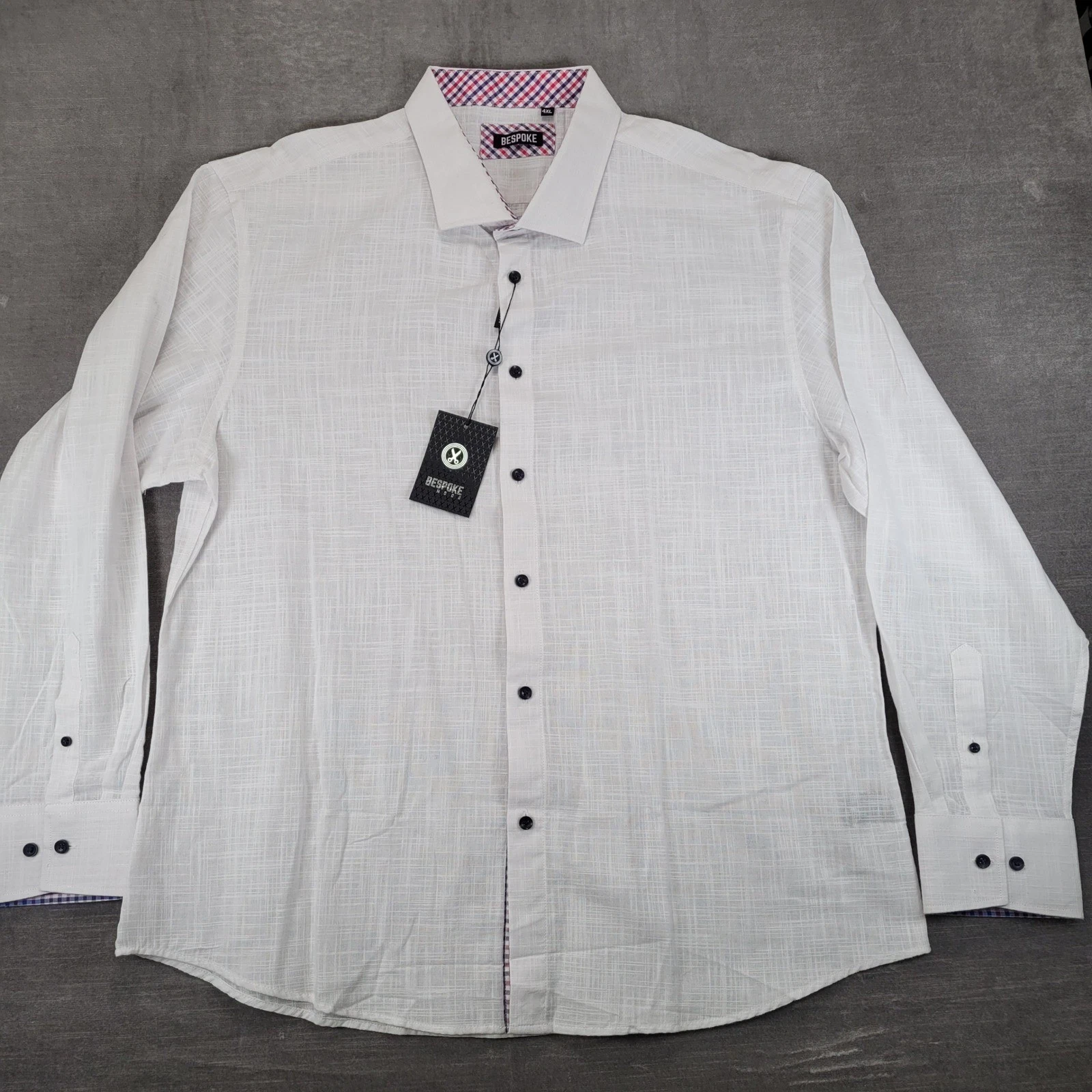 Linen Bespoke Moda Mens 4XL White Long Sleeve Button Down Shirt New