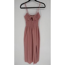 BALI LANE ELEANORE HANDCRAFTED LINEN MIDI SUMMER DRESS MEDIUM ROSE PINK COASTAL