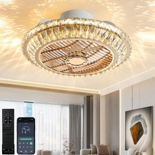 Crystal Ceiling Fan with Lights APP Remote Low Profile Ceiling Fan Dimmable 50CM