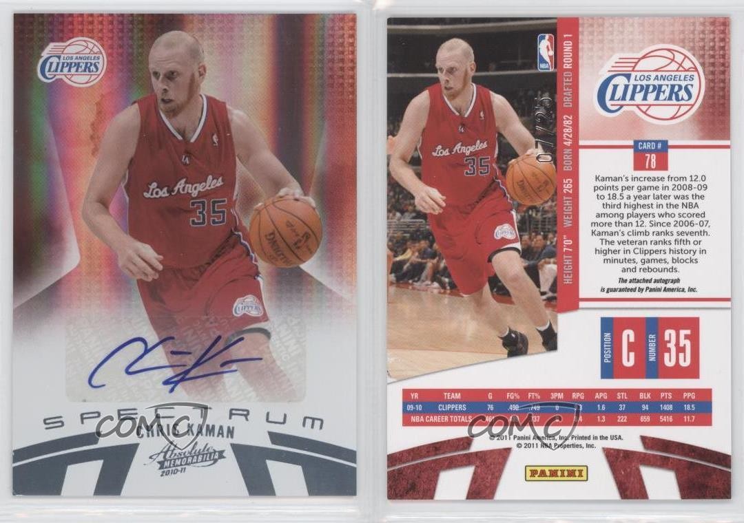 2010-11 Absolute Memorabilia Platinum Spectrum 7/25 Chris Kaman #78 Auto 1f1