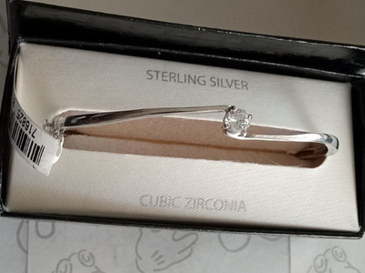 Bangle CZ Sterling Silver 925 Hinged Oval Bracelet 925 New in Box Cubic Zirconia