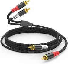 HOSONGIN RCA Audio Cable 15FT - Dual Shielded Noise Free Durable Braided Male to