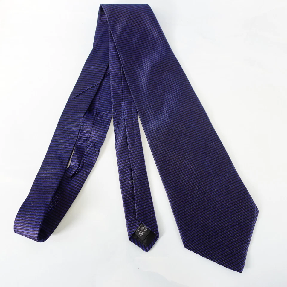 Corbata Azul Oscuro Cuello Sólida Hombres Diseñador de Seda Tejido Vestido Traje Fiesta GEOFFREY BEE Foto 3 de 4