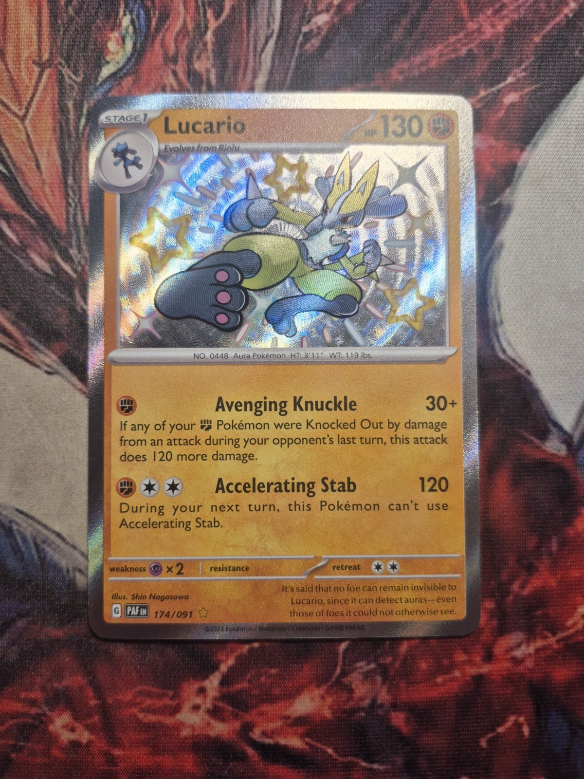 Lucario 174/091 Shiny Rare SV Paldean Fates Pokemon NM Near Mint