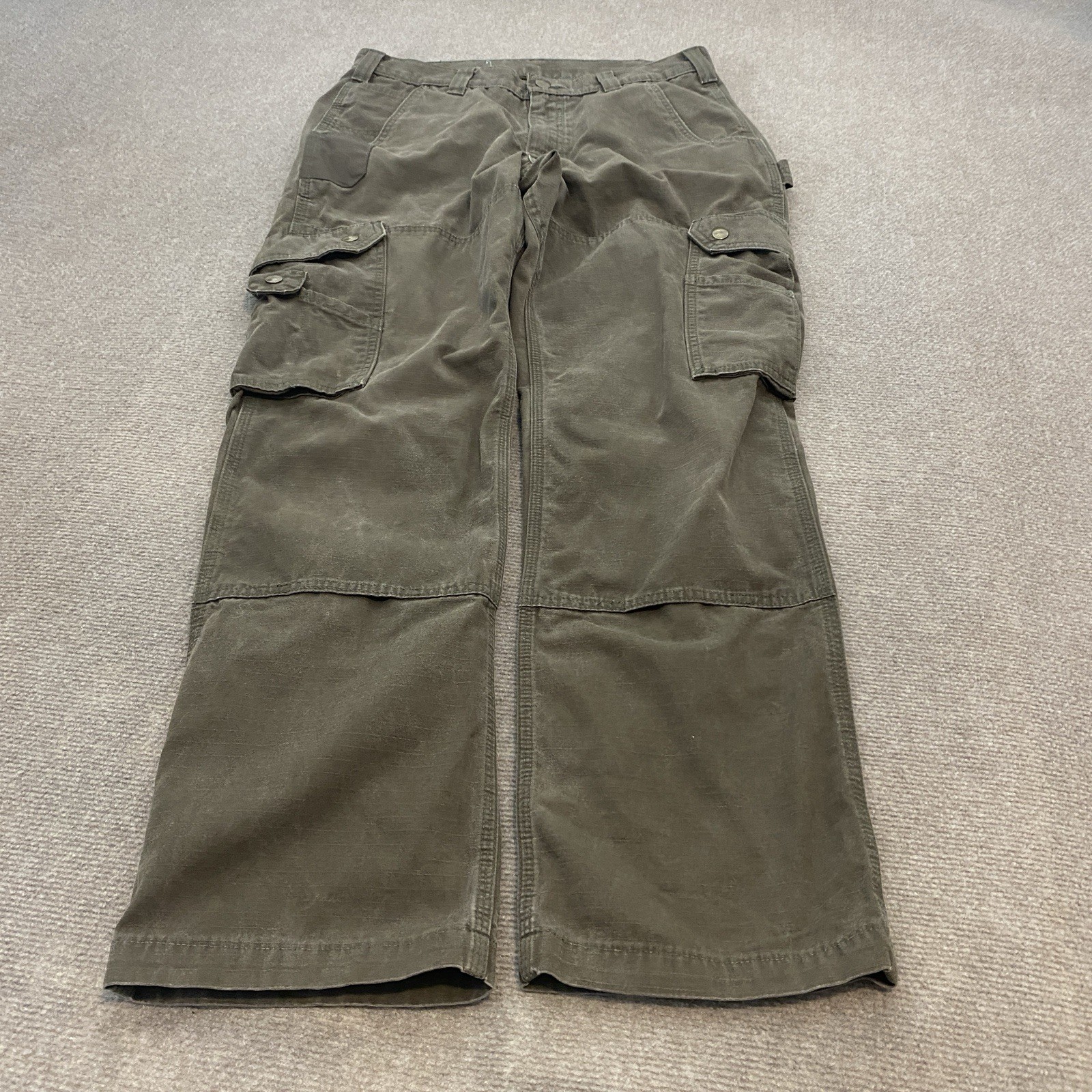 Carhartt Mens B342 Distressed Rip Stop Cargo Double Knee Pants 32x30 Baggy Y2K Style
