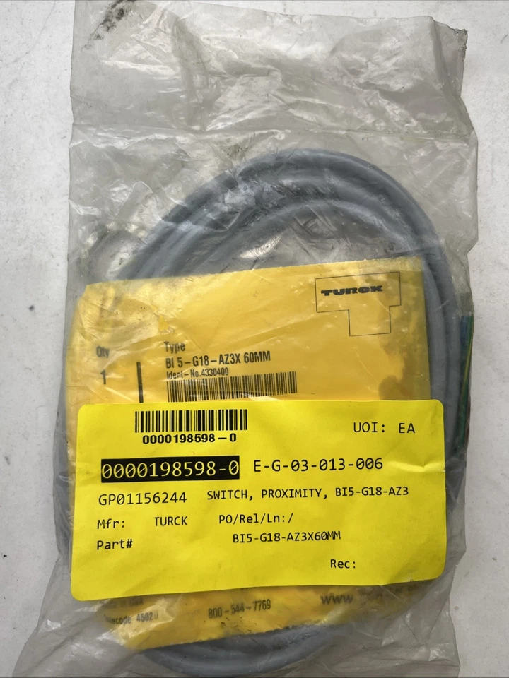 Turck BI5-G18-AZ3X Inductive Proximity Sensors Embeddable 20-250VAC 60mm 2-Wire - Image 2 of 2