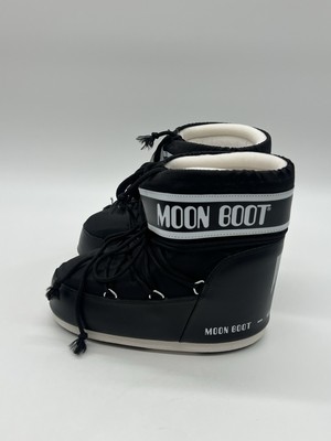 Moon Boot Womens Size 8-9.5 Icon Low Black Tecnica Nylon Warm Snow Ankle Boots.