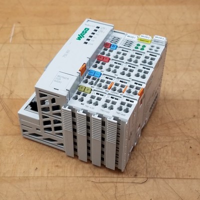 Wago 750-891 PLC Ethernet Modbus, with 750-430, 750-402, and 750-600 Modules