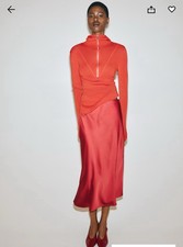 H&M Jumper Sweater Size large Red Ribbed. 1/4 Zip See Skirt Online Too