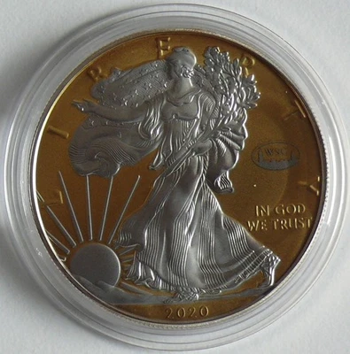 USA 1 Dollar 2020 Silver Eagle - Liberty, Gilded, Privy W&C, 1 Oz Silber - Bild 1 von 2