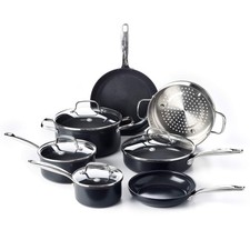 GreenPan Chatham Black Prime 11 Piece Cookware Pots and Pans Set,