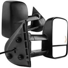 Tow Mirrors Black Straight Extendable Heated Turn Signal for Chevy Silverado GMC