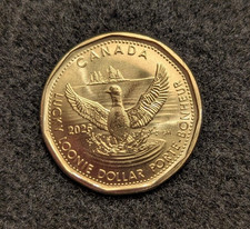 2026 UNC 1 dollar, Canada, Lucky Loonie, un Dollar, Charles III, from mint roll.