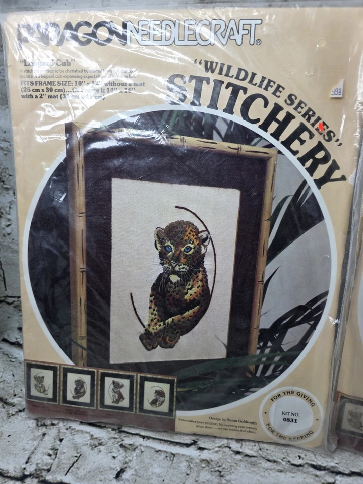 2 VTG Paragon Needlecraft Wildlife Series Needlepoint Kits Tiger & Leopard Cub - Image 3 of 4