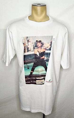 Vtg 1990 Cathay Pacific Airline Official Promo T-Shirt Dress RARE NWOT 23” x 35"