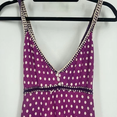 Vintage 50s Twig N’ Twine Original Purple Polka Dot Maxi Dress Pearls Mod Gogo - Photo 1/4