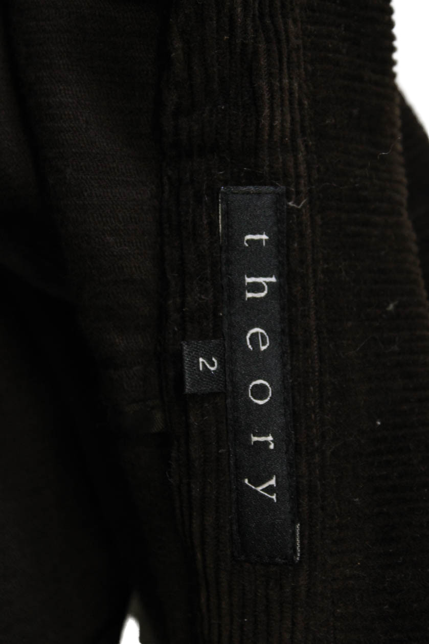 Theory Women Brown Solid Collared Button Blazer L… - image 5