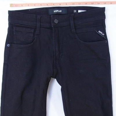 Herren Replay M914 ANBASS Stretch Slim Tapered Schwarz Jeans W29 W30 L34