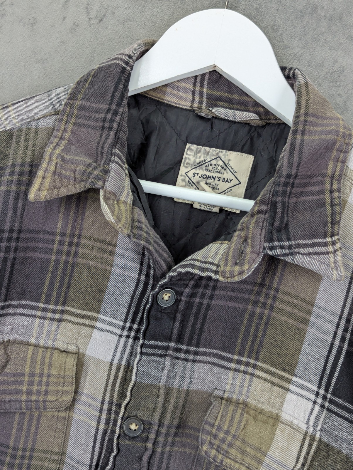 St John's Bay Lumberjack Shirt Jacket Size Large Quilt Lined Cotton Flannel image 2