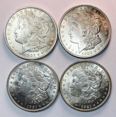1921 P MORGAN DOLLAR LOT! 4 COINS TOTAL! MS+++++ GORGEOUS COINS NR #64395