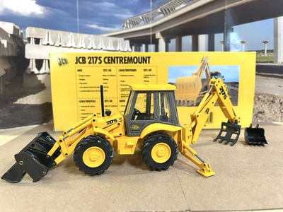 #ad Joal 1 35 Scale JCB 217S Backhoe Loader w Custom Cleaing Rake Attachment w Box $49.95