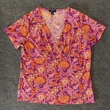 CHAPS Womens Blouse Top Floral Print 1X Short...
