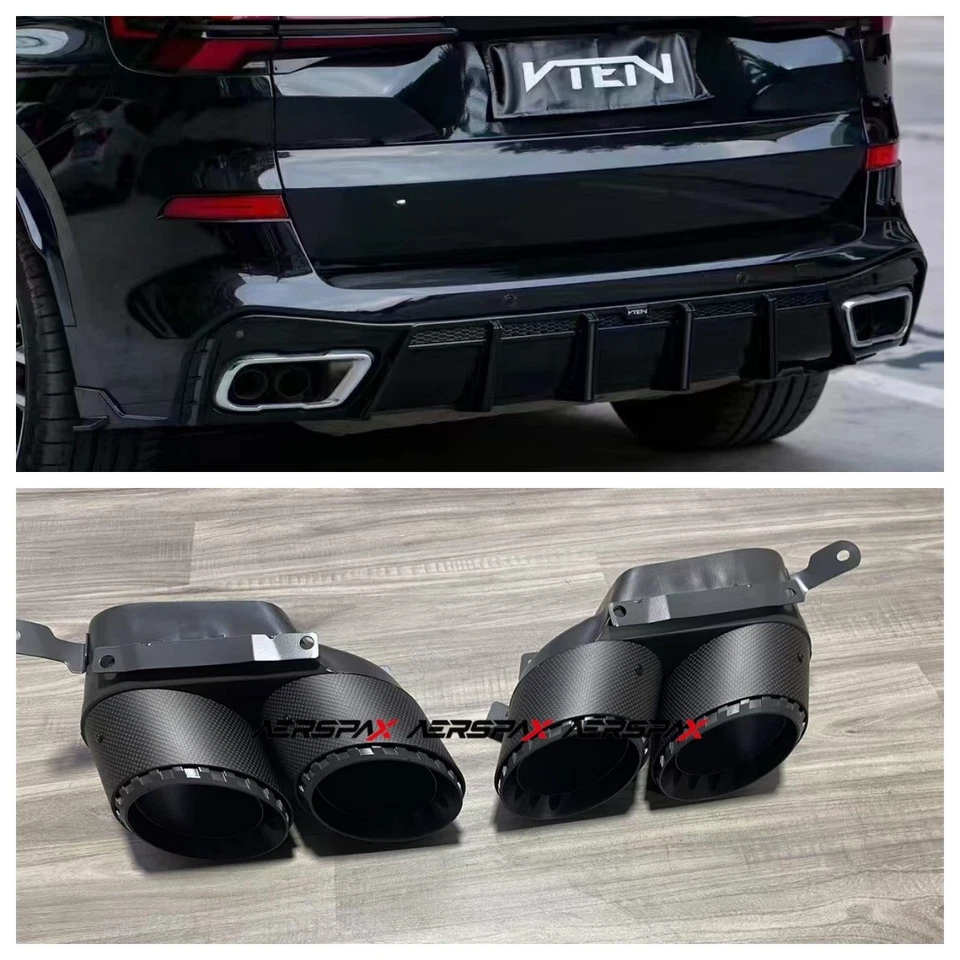 1 par de puntas de escape negras cuádruples para BMW G05 X5 G06 X6 G07 X7 2019+ Foto 2 de 4