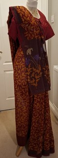 Pre Loved Washable Chiffon Saree/Sari Burgundy With 2 Blouses