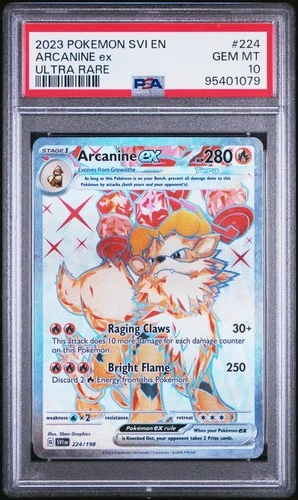 Pokémon TCG Arcanine ex 224/198 Scarlet & Violet Ultra Rare Full Art Holo PSA 10