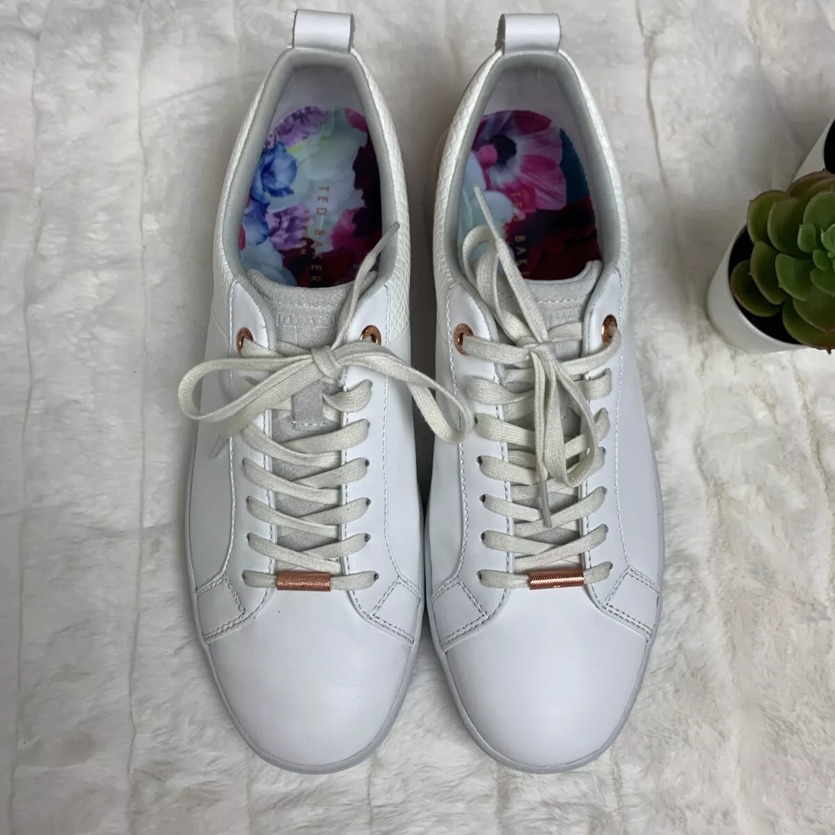 Ted baker white and rose gold trainers sale
