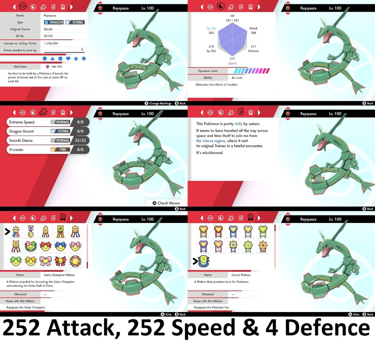 Pokemon Sword and Shield Ultra Shiny Rayquaza 6IV-EV Trained