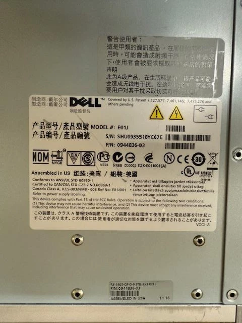 Dell PS6000 0944836-03 Equallogic E01J SAS SAN Disk Array 16X 600GB SAS Modules - Image 2 of 4