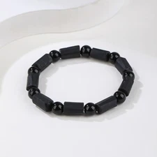 Natural Black Tourmaline Bracelet with Black Agate Beads, Men's and Women's