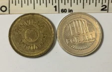 #1355 - LOT OF (2) TOKENS * FUN VILLA * FUN FOR ALL GOOD-TIME TOKEN