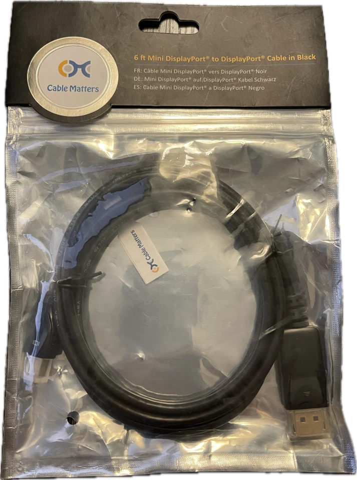 Cable Matters Mini DisplayPort to DisplayPort Cables - Black, NEW - Image 2 of 2