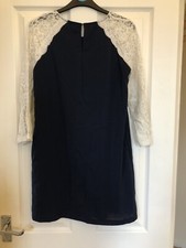 Vaudeville & Burlesque Navy & Lace Panelled Dress - Size Medium