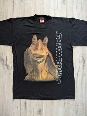 Star Wars Jar Jar Binks Vintage 90's Men's Black T-Shirt Size M | eBay