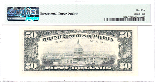 1990 $50 Federal Reserve **STAR** Note Philadelphia PMG 65EPQ #C01495412* - Picture 2 of 2