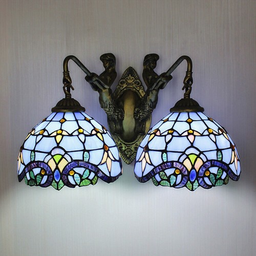 Baroque Stained Glass Vanity Lighting Modern Tiffany Wall Sconce Light